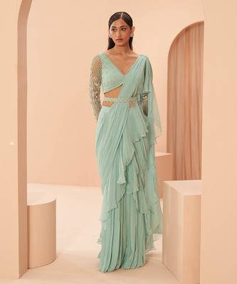Mist Ruffle Saree 1