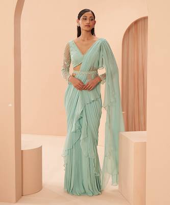 Mist Ruffle Saree 3