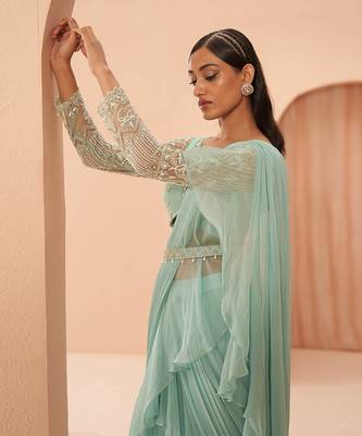 Mist Ruffle Saree 4