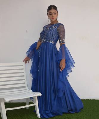 Cobalt Ruffle Gown 1