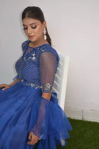 Cobalt Ruffle Gown