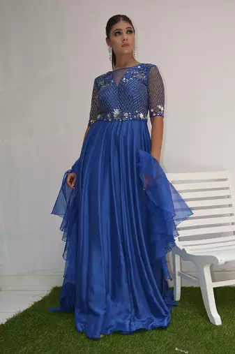 Cobalt Ruffle Gown