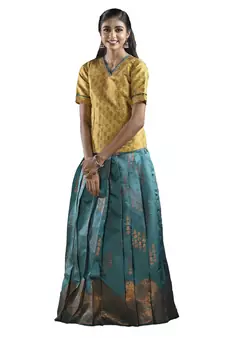 Shivangi Kids Ramar Green Mayura Pattu Pavadai Set | lehenga !!!