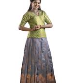 Shivangi Kids Grey Mayura Pattu Pavadai Set | lehenga !!!