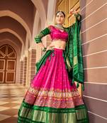 Women's Wear Cream Color Pure Gaji Silk Lehenga Choli With Dupatta