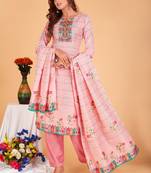 Pink embroidered cotton silk salwar