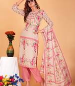 Pink embroidered cotton silk salwar