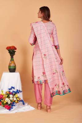 Pink embroidered cotton silk salwar 2