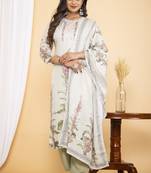 Green embroidered cotton silk salwar