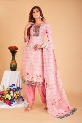 Pink embroidered cotton silk salwar 3