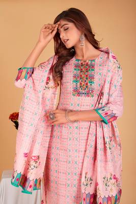 Pink embroidered cotton silk salwar 4