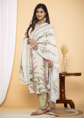 Green embroidered cotton silk salwar 3