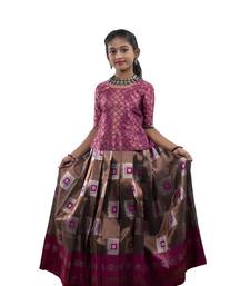 Shivangi Magenta Copper Tiles Pattu Pavadai For Girls
