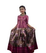 Shivangi Magenta Copper Tiles Pattu Pavadai For Girls
