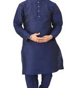 Om Shubh Mangalam Men's Navy Blue kurta Churidar Pajama Stylish Set For Wedding Party
