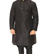 Om Shubh Mangalam Men's Black kurta Churidar Pajama Stylish Set For Wedding Party