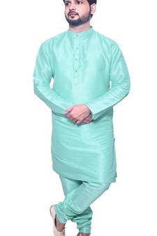 Om Shubh Mangalam Men's Turquoise kurta Churidar Pajama Stylish Set For Wedding Party