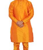 Om Shubh Mangalam Men's Orange kurta Churidar Pajama Stylish Set For Wedding Party