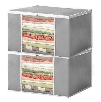 atorakushon Set of 2 Non woven Saree Covers/Clothes Storage Bag/Wardrobe Organizer For Lehenga Dress & Accessories Grey 1