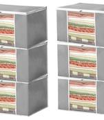 atorakushon Set of 6 Non woven Saree Covers/Clothes Storage Bag/Wardrobe Organizer For Lehenga Dress & Accessories Grey