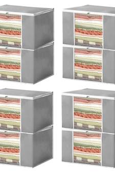 atorakushon Set of 8 Non woven Saree Covers/Clothes Storage Bag/Wardrobe Organizer For Lehenga Dress & Accessories Grey