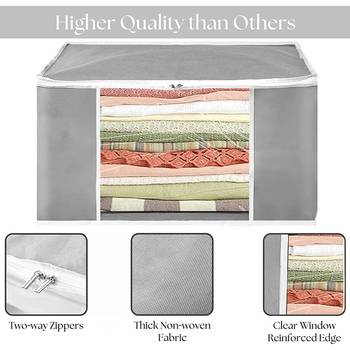 atorakushon Set of 8 Non woven Saree Covers/Clothes Storage Bag/Wardrobe Organizer For Lehenga Dress & Accessories Grey 2