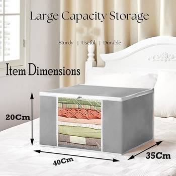 atorakushon Set of 8 Non woven Saree Covers/Clothes Storage Bag/Wardrobe Organizer For Lehenga Dress & Accessories Grey 5