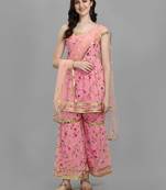 Light-purple digital print georgette Kurta Pant With Dupatta