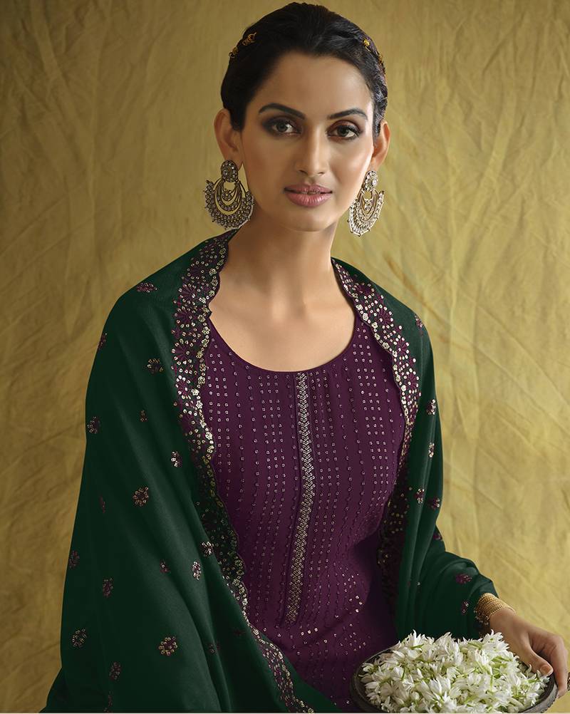 Orange Short Top Style Chinnon Sangeet Palazzo Suit main image 1