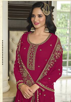 Rani Pink Sangeet Georgette Pakistani Salwar Suit 2