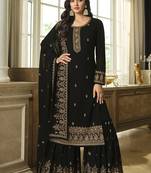Black Embroidered Georgette Trendy Salwar Suit For Mehndi