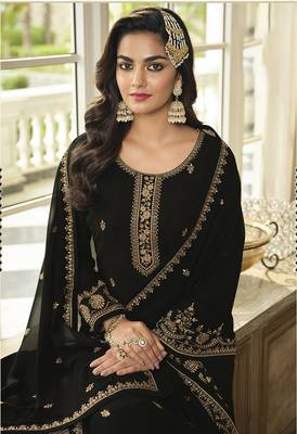 Black Embroidered Georgette Trendy Salwar Suit For Mehndi 2