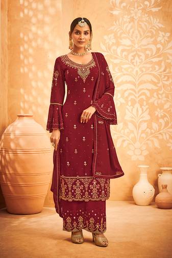Chic Maroon Georgette Salwar Kameez