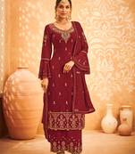 Maroon Color Georgette Thread Trendy Salwar Kameez