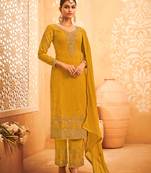 Mustard Color Georgette Thread Trendy Salwar Kameez