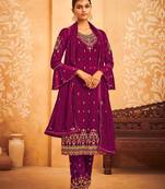 Magenta Color Georgette Thread Trendy Salwar Kameez