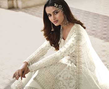 White Net Embroidered Straight Salwar Kameez 2