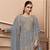 Light Grey color Net Embroidered Stright Salwar Kameez
