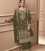 green green color Net Embroidered Stright Salwar Kameez