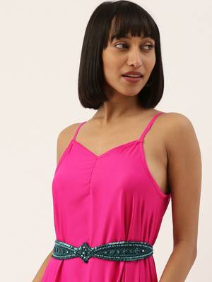 Teal Designer Mirror, Moti Work Hand Made Ethnic Waist Belt Kamarbandh For Women With Tassels 1