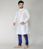 ANAN  Men's Festive & Party White Dupion Silk Kurta