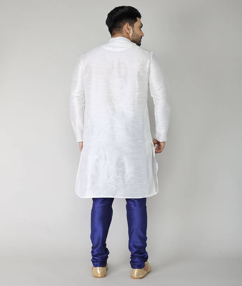 ANAN  Men's Festive & Party White Dupion Silk Kurta