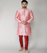 ANAN  Men's Festive & Party Pink Dupion Silk Kurta