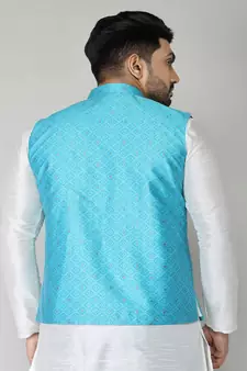 ANAN Men's New Sky Blue Cotton Blend Modi Jacket 
