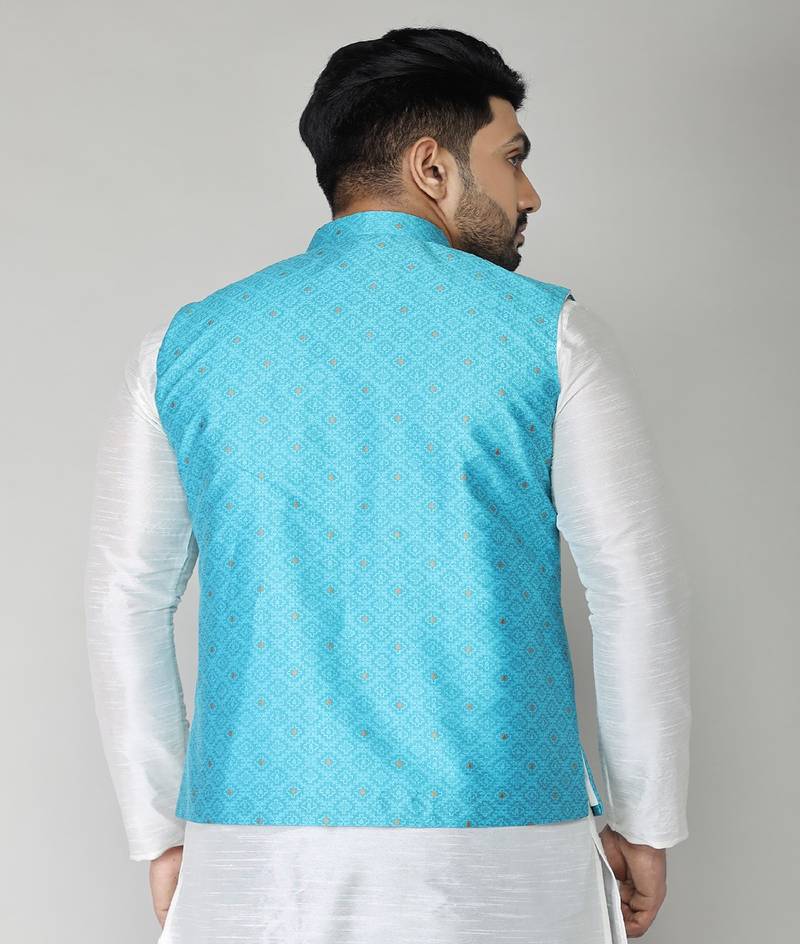 ANAN Men's New Sky Blue Cotton Blend Modi Jacket 