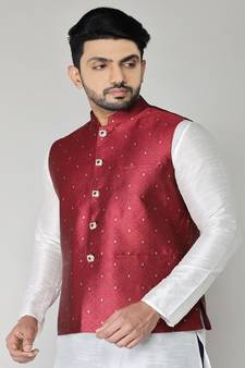 ANAN  Men's New Maroon Cotton Blend Modi Jacket 