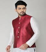 ANAN  Men's New Maroon Cotton Blend Modi Jacket 