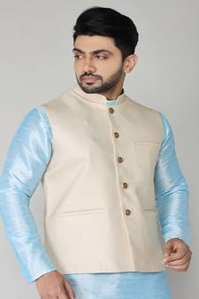 ANAN Men's Beige Cotton Blend Modi Jacket 