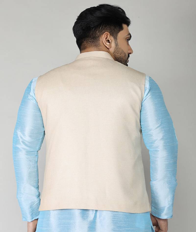 ANAN Men's Beige Cotton Blend Modi Jacket 
