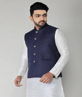 ANAN Men's Navy Blue Cotton Blend Modi Jacket  1
